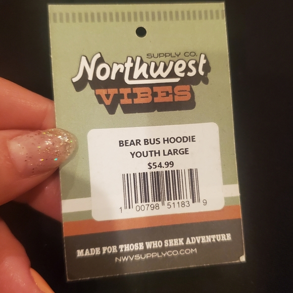 Bear Bus Charcoal Hoodie Pacific Northwest Vibes Kangaroo Pocket Large - Picture 11 of 12